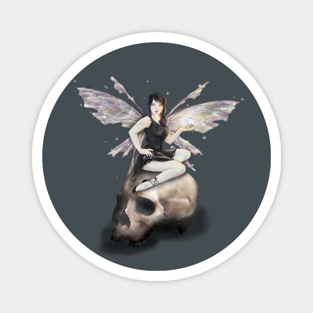 Dark Fairy on a Skull Magnet by Marouk